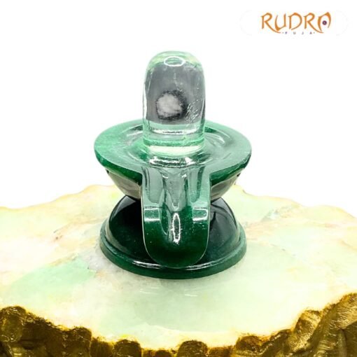 Sphatik Lingam With Green Jade Base 3 Inches - 231 Grams