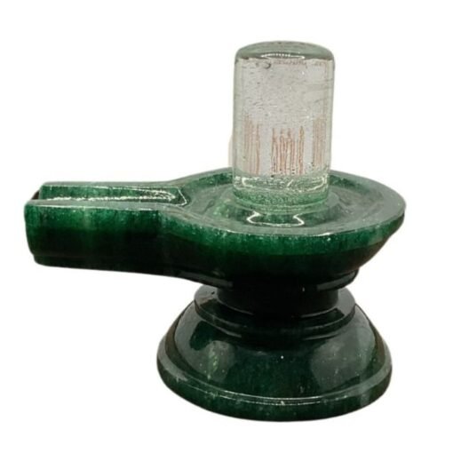 Sphatik Lingam With Green Jade Base 3.25 Inches - 255 Grams