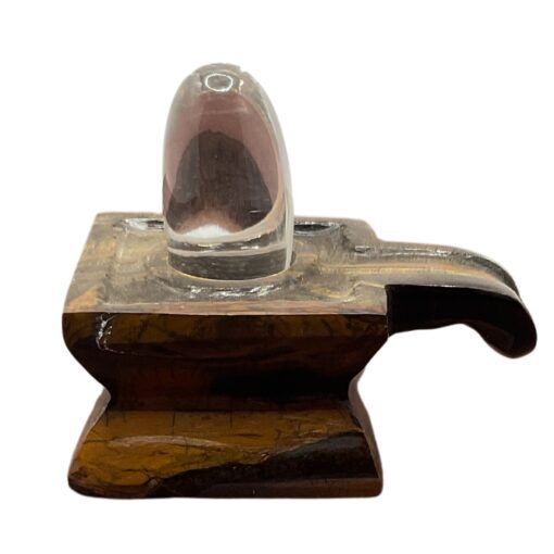 Sphatik Lingam With Tiger Eye Base -2.5 Inches / 240 Grams