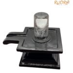 Sphatik Lingam With Black Jade Square Base 818 Gram