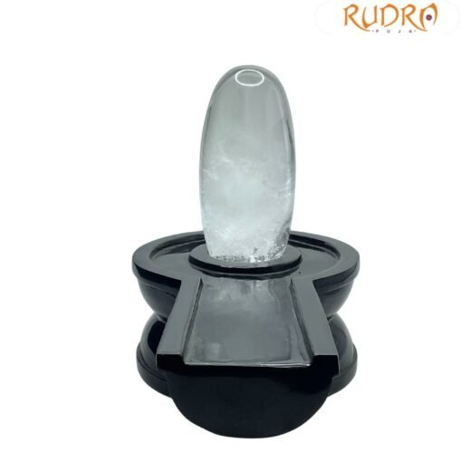 Transparent Sphatik Lingam With Black Jade Base - 7.75 Inches ( 4150 Gram)