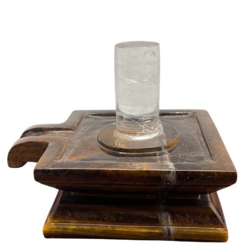 Sphatik Lingam With Tiger Eye Base - 1043 Grams