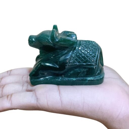 Green Jade Nandi - 2 Inches - (179 Grams) - (Rudrapuja)