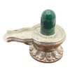 Green Jade Lingam With Erman Silver Base 4.25 Inches 506 Grams