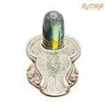 Labradorite Lingam With German Silver Base 4.25 Inches 500 Grams