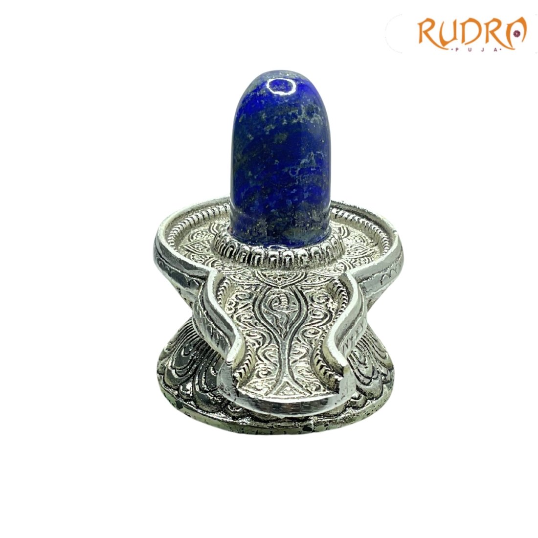 Lapis Lazuli Lingam With German Silver Base Rudrapuja - 4.5 Inches - 507 Gram - Image 2