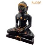 Mahavir Swami Idol In Black Jade - 1598 Gm (7.25 Inches)