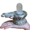 Sphatik Lingam With German Silver Base (492 Gram )