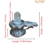 Sphatik Lingam With German Silver Base (492 Gram )