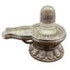 Sphatik Lingam With German Silver Base 496 Gm