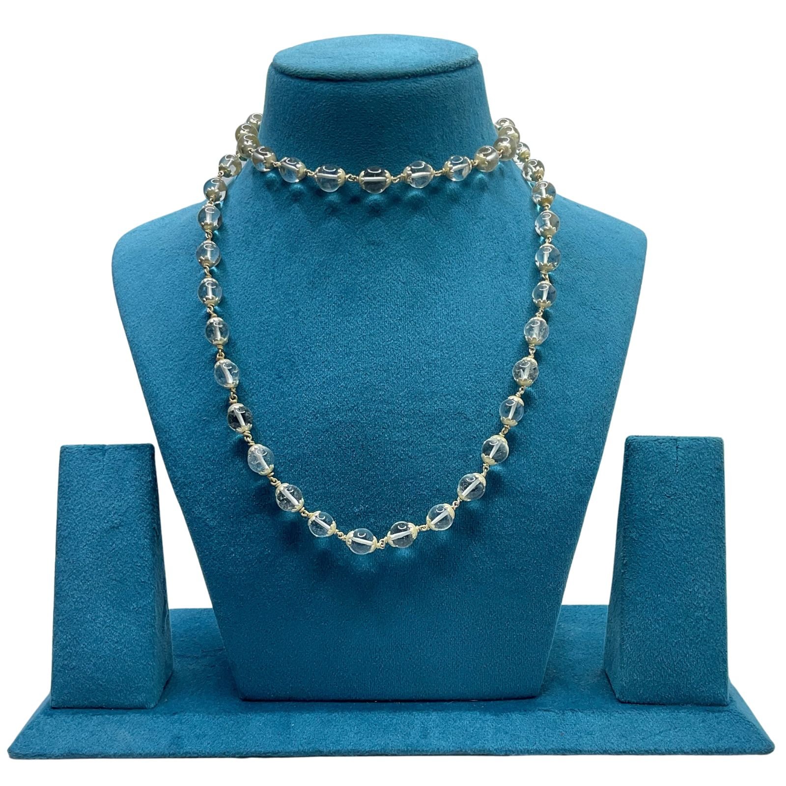 Plain Crystal Mala With Silver Capping - 9 Mm (54+1 Bead) (16 Inch) - Rudrapuja 1 Plain Crystal Mala With Silver Capping - 9 Mm