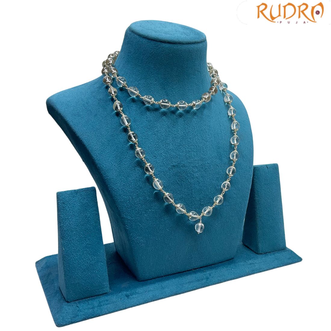 Plain Crystal Mala with Silver Capping – 9mm