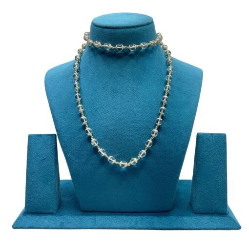 Rudrapuja Plain Sphatik Mala With Silver Capping 8 Mm