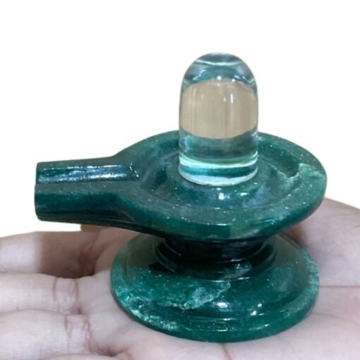 Sphatik Lingam With Green Jade Base 130 Gm