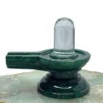 Sphatik Lingam With Green Jade Base - ( 2.75 Inches ) - 160 Gram