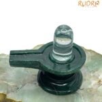 Sphatik Lingam With Green Jade Base - ( 2.75 Inches ) - 160 Gram