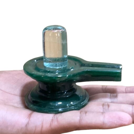 Sphatik Lingam With Green Jade Base - ( 3 Inches ) - (247 Grams)