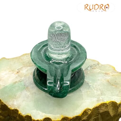 Sphatik Lingam With Green Jade Base 3 Inches - 261 Grams