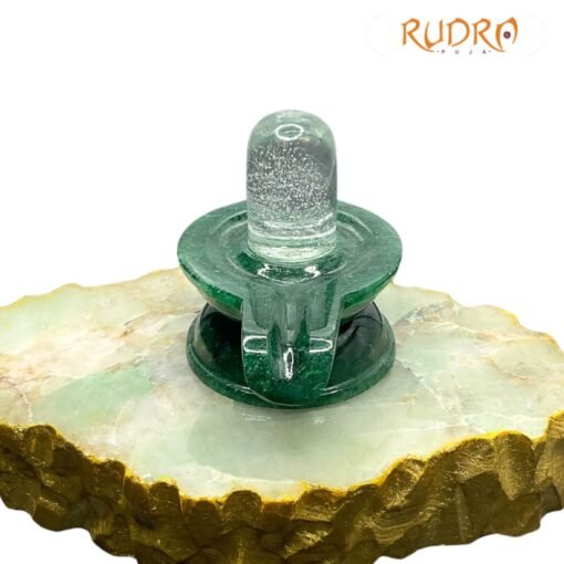 Sphatik Lingam With Green Jade Base 3 Inches - 261 Grams
