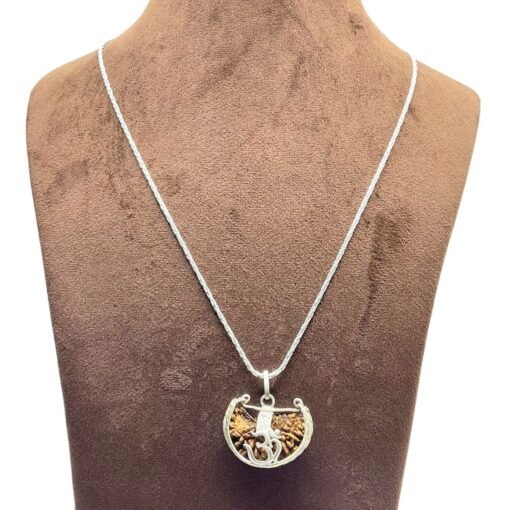 Medium Ek Mukhi Rudraksha Silver Capping With Silver Chain (33.40 Mm)