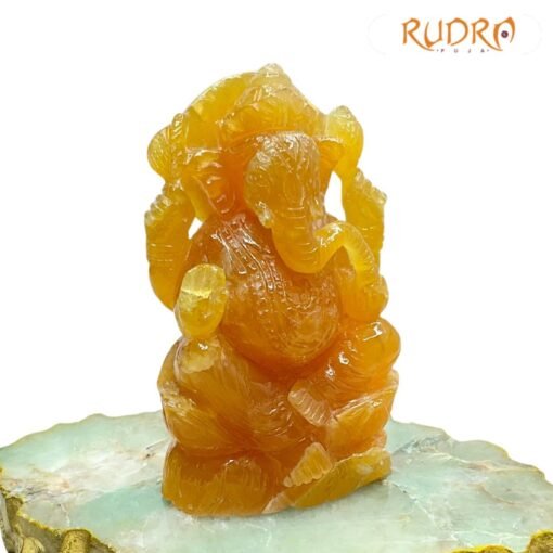 Yellow Jade Ganesh Idol 5 Inches - 615 Gm