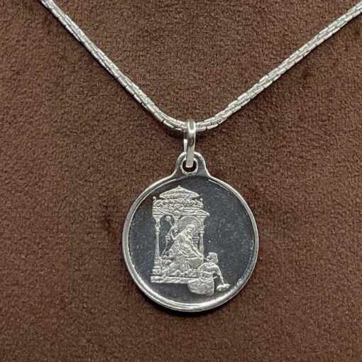 Baglamukhi Yantra Locket In Silver With Silver Chain