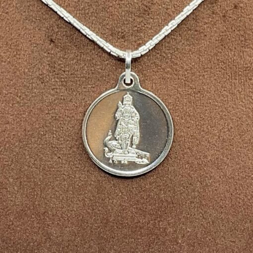 Silver Murugan Locket Yantra With Silver Chain - Image 4