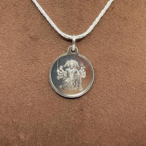 Panchmukhi Hanuman Silver Locket Yantra With Silver Chain