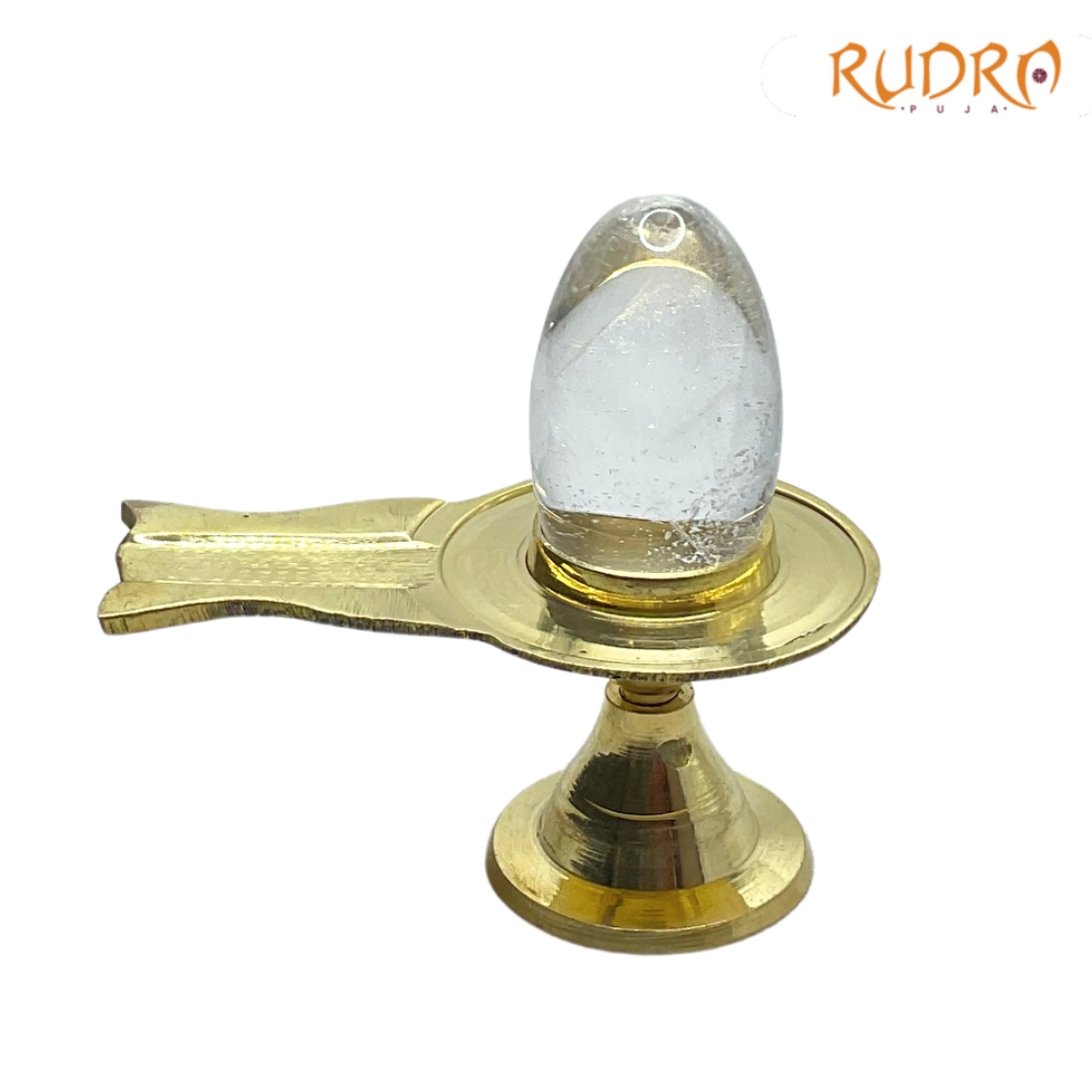 100% Original Sphatik Lingam With Brass Stand Small - 1.75 inches 42 Gms