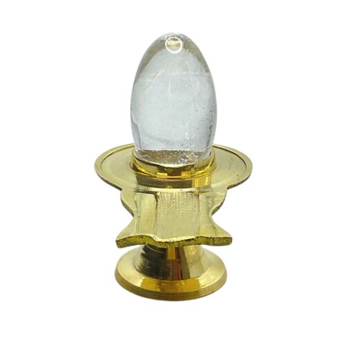 100% Original Sphatik Lingam With Brass Stand Small - 1.75 inches 42 Gms