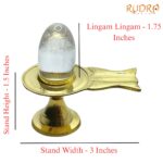 100% Original Sphatik Lingam With Brass Stand Small - 1.75 inches 42 Gms