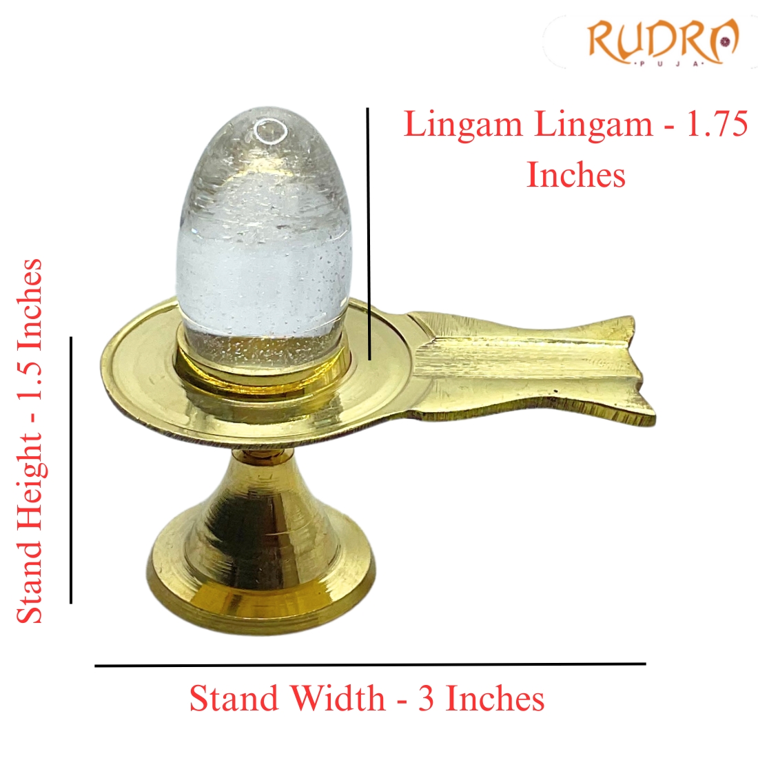 100% Original Sphatik Lingam With Brass Stand Small - 1.75 inches 42 Gms