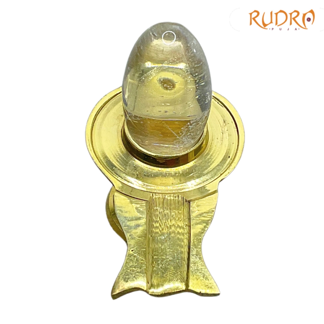 100% Original Sphatik Lingam With Brass Stand Small - 1.75 inches 42 Gms