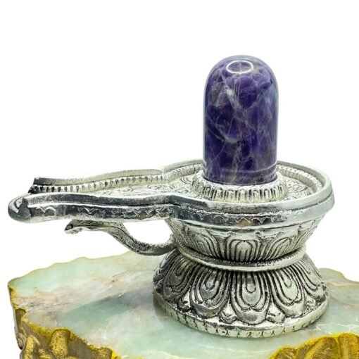 Amethyst Lingam With German Silver Base 4.50 Inches - (490 Grams)