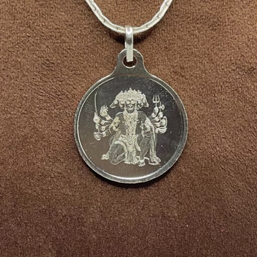 Big Size Silver Panchmukhi Hanuman Locket Yantra With Silver Chain - Image 4
