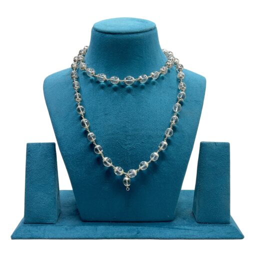 Diamond-Cut Crystal Mala 9mm (54+1 Beads) with Silver Caps