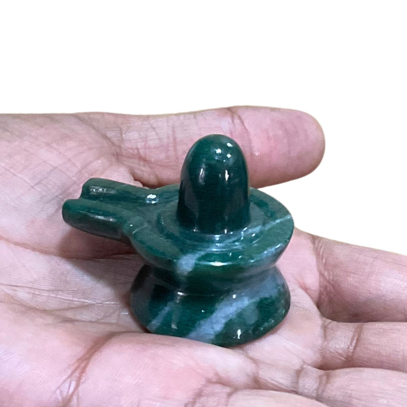 Green Jade Shivling - 1.5 Inches - ( 51 Grams )