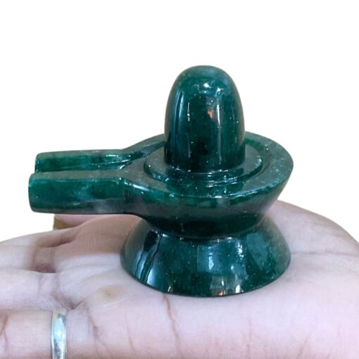 Green Jade Shivling - 2.25 Inches - (148 Grams)