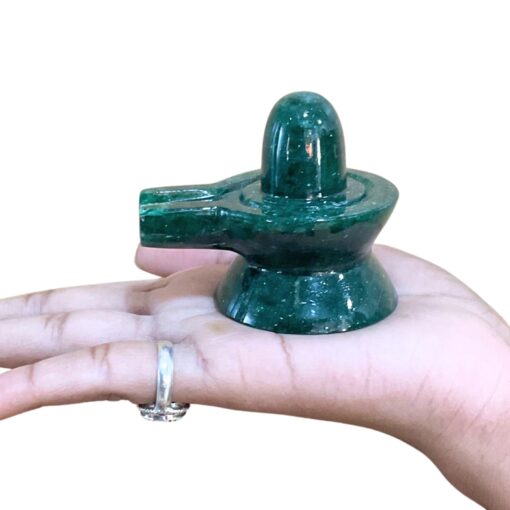 Green Jade Shivling - 2.25 Inches - ( 152 Gram )