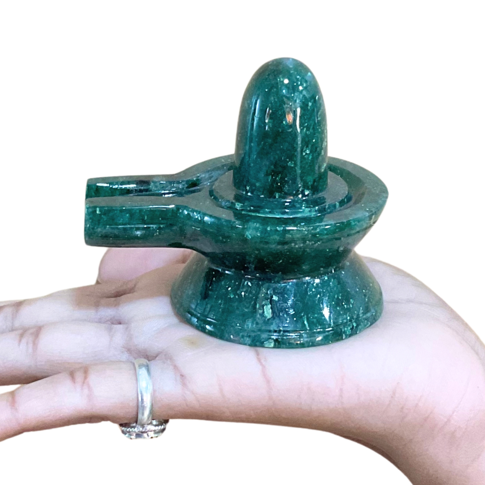 Green Jade Shivling - 2.75 Inches - (231 Grams )