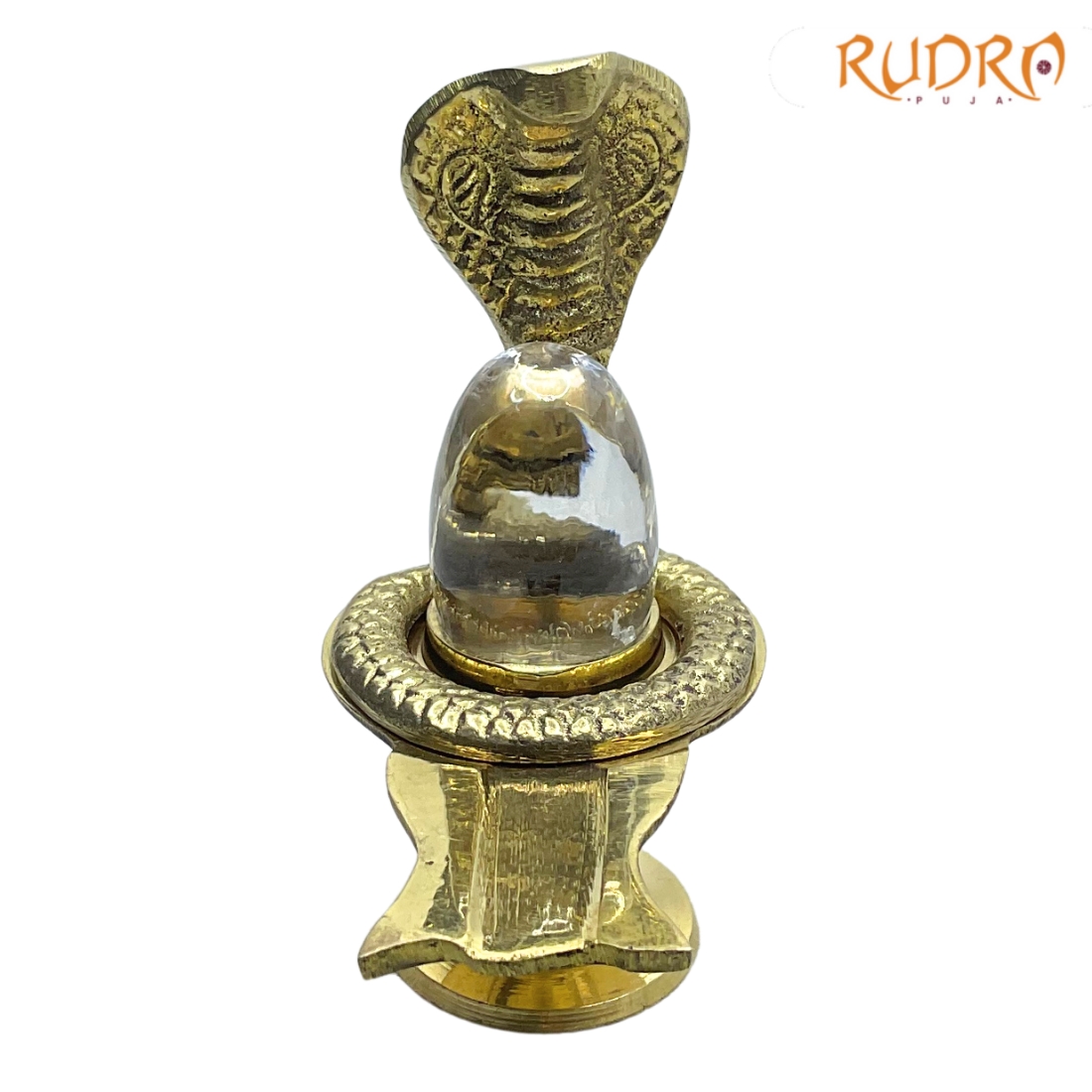 Rudrapuja Sphatik Lingam With Brass Stand Small Lab certified (37Gm)
