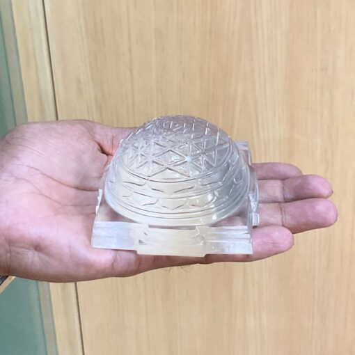Shree Yantra Sphatik Kurma Lab certified 2 by 3.25 inches 475 Grams Rudrapuja