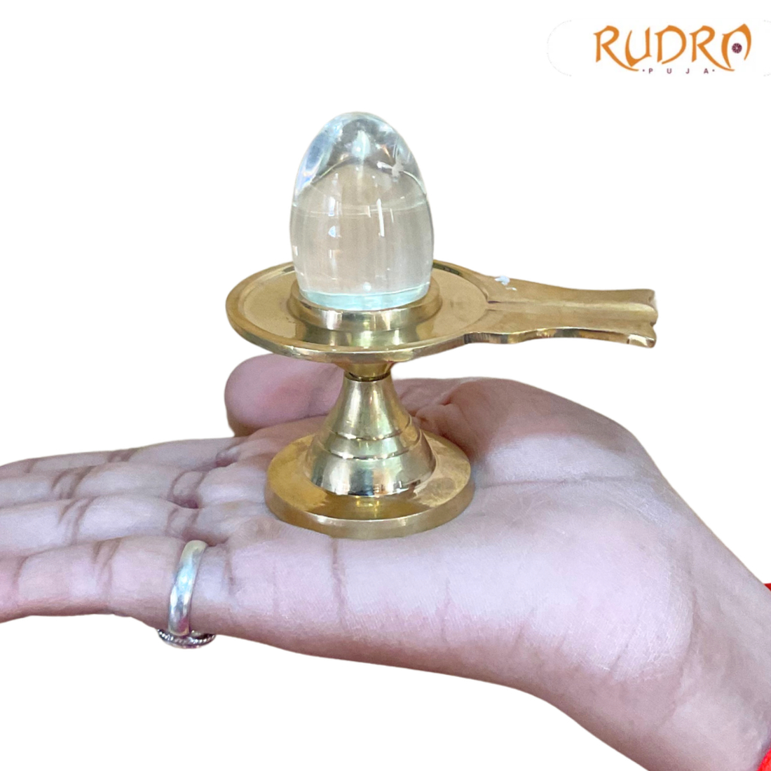 Sphatik Lingam With Brass Stand - 1.75 Inches - (48 Gram)