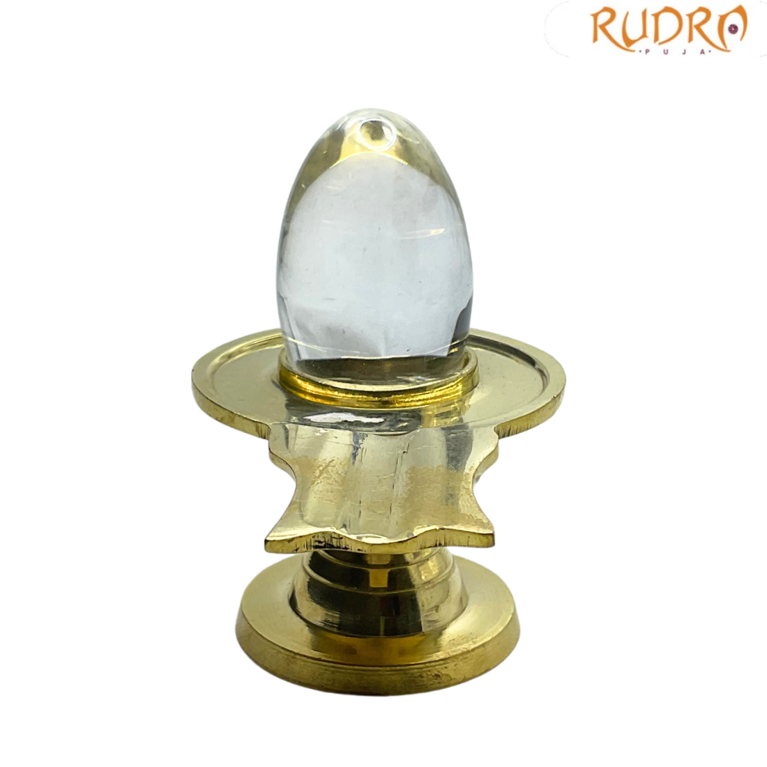 Sphatik Lingam With Brass Stand - 1.75 Inches - (48 Gram)