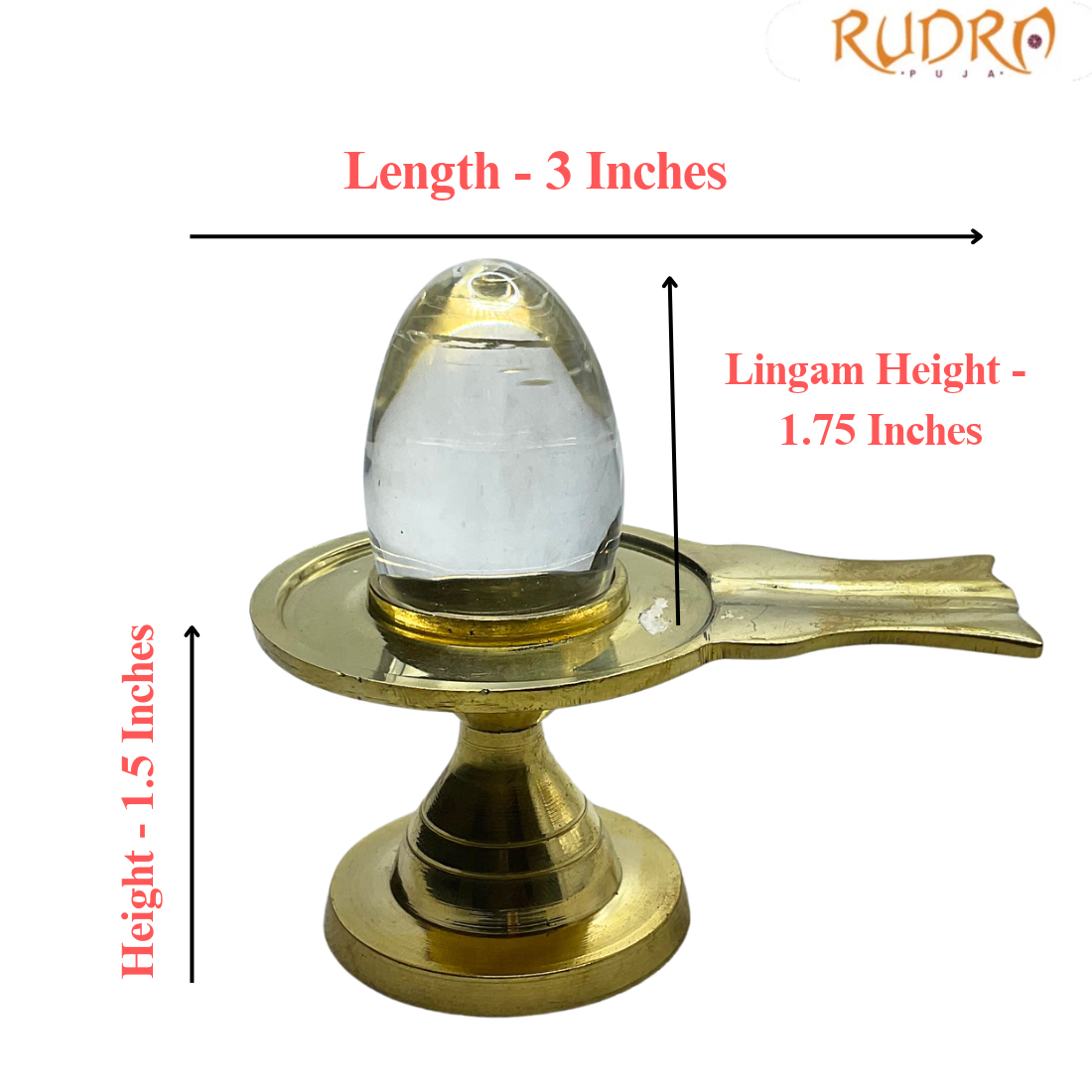 Sphatik Lingam With Brass Stand - 1.75 Inches - (48 Gram)