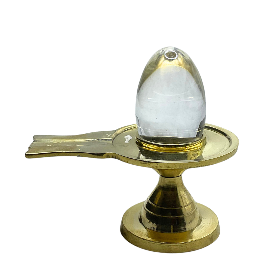 Sphatik Lingam With Brass Stand - 1.75 Inches - (48 Gram)