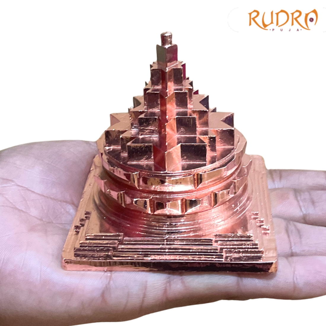 Pure Copper Hollow Meru Shree Yantra - 3 Inches - ( 345 Grams )