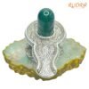 Green Jade Lingam With German Silver Base 4.25 Inches 487 Grams 10 Green-Jade-Lingam-With-German-Silver-Base-4.25-Inches-487-Grams-Up-C.jpg