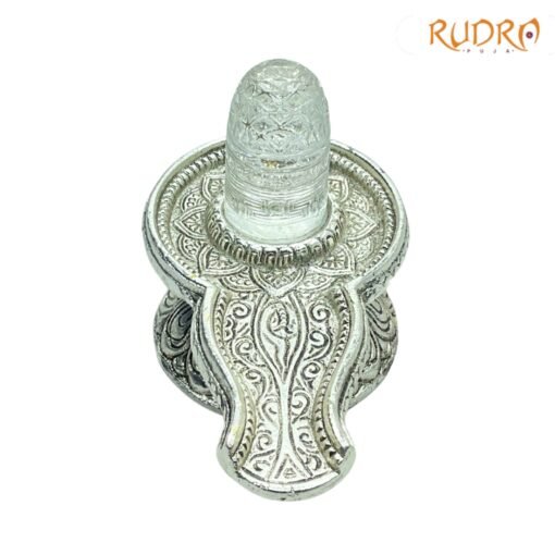 Sphatik-Carved-Lingam-With-German-Silver-Base-3.75-by-5.25-Inches-476-Grams-FP-C.jpg