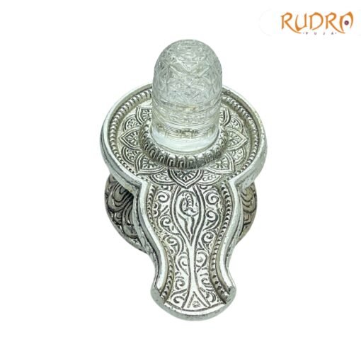 Sphatik-Carved-Lingam-With-German-Silver-Base-4-by-5.25-Inches-480-Grams-UP-C.jpg